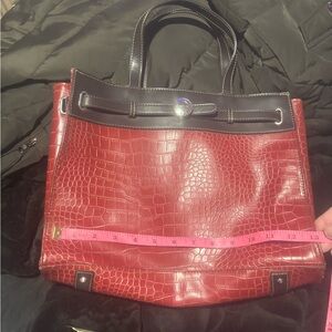 NWOT Emilie M. Chic Red Croc-Embossed Tote Bag